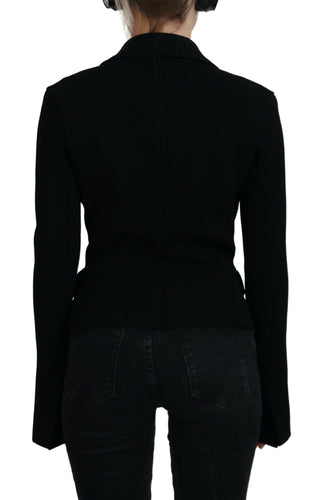 Chaqueta blazer negra de viscosa con botones tipo cárdigan
