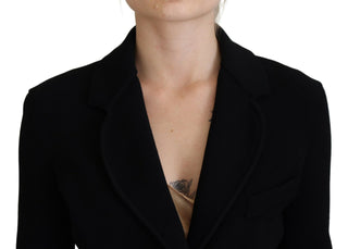 Chaqueta blazer negra de viscosa con botones tipo cárdigan