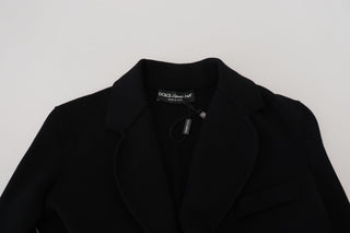 Chaqueta blazer negra de viscosa con botones tipo cárdigan