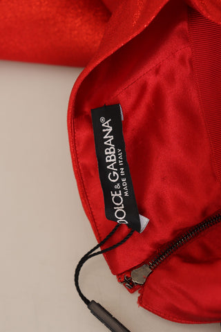 Metallic-roter Minirock aus Polyester mit hoher Taille