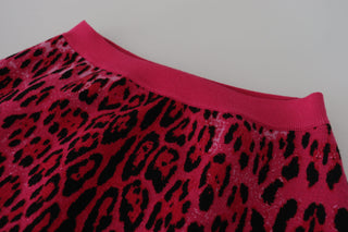 Minifalda rosa con estampado de leopardo y corte en línea A de cintura alta