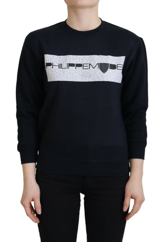 Schwarzer bedruckter Langarm-Pullover
