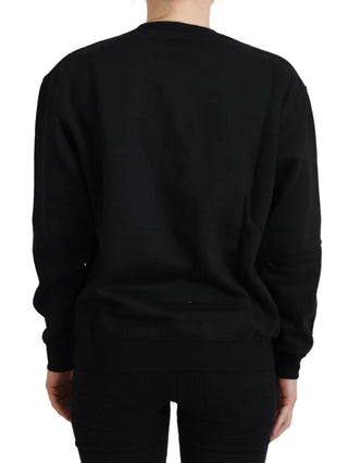 Schwarzer bedruckter Langarm-Pullover