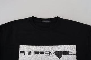 Schwarzer bedruckter Langarm-Pullover