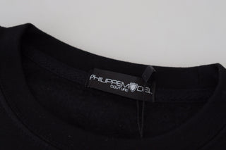 Schwarzer bedruckter Langarm-Pullover