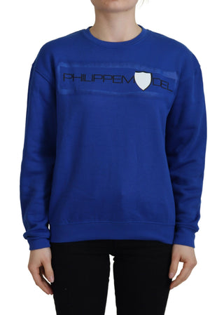 Blau bedruckter langärmeliger Pullover