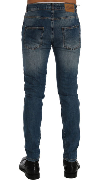 Jeans ajustados de lavado azul desgastado Dunfermile