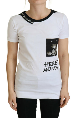 Weißes Baumwoll-T-Shirt Rundhals-T-Shirt