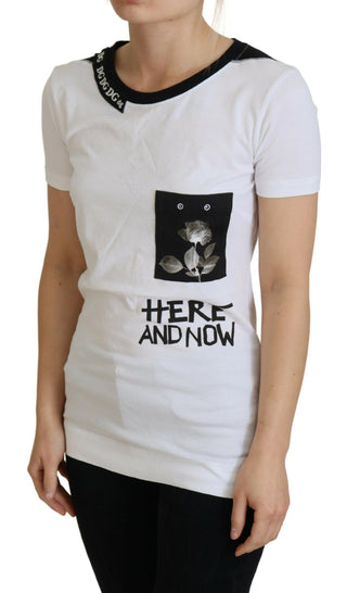 Weißes Baumwoll-T-Shirt Rundhals-T-Shirt