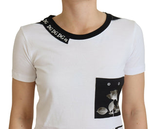 Weißes Baumwoll-T-Shirt Rundhals-T-Shirt