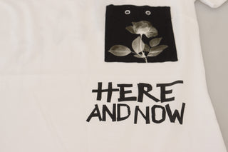 Weißes Baumwoll-T-Shirt Rundhals-T-Shirt