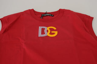 Rotes Baumwoll-DG-Logo-Tanktop-T-Shirt