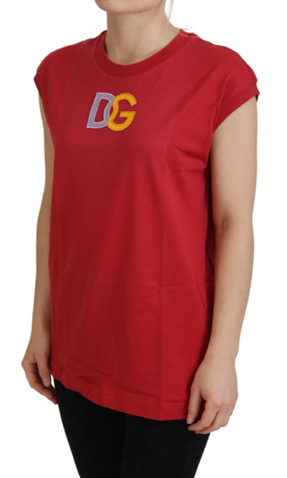 Rotes Baumwoll-DG-Logo-Tanktop-T-Shirt