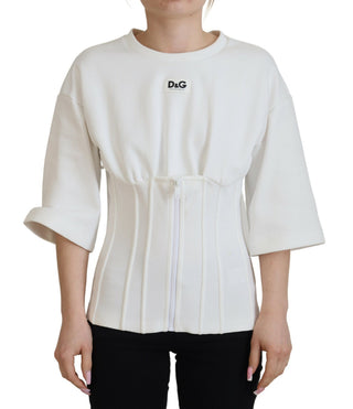 Weißes Korsett Stretch-Baumwoll-Oberteil T-Shirt