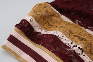Mehrfarbiger Spitzenpullover mit V-Ausschnitt