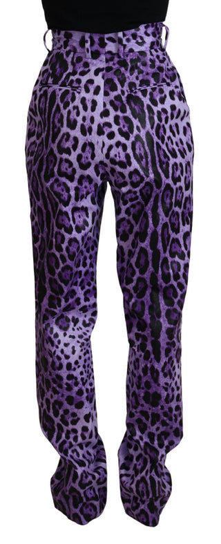 Lila Hosen mit Leopardenmuster und hoher Taille