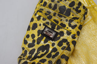 Gelbe Leopard-Baumwoll-Jeans mit geradem Schnitt