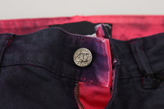 Schwarze, tief sitzende, schmal geschnittene Damen-Jeans aus Denim