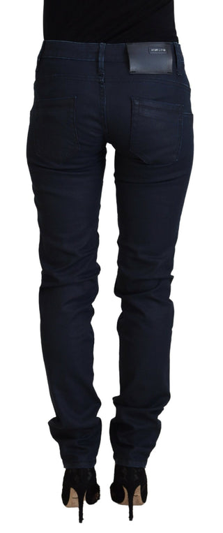 Blaue Baumwoll-Low-Waist-Slim-Fit-Damen-Jeans