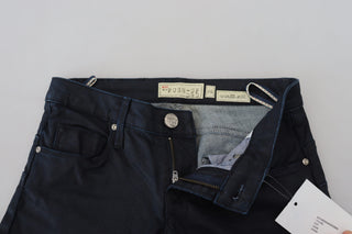 Blaue Baumwoll-Low-Waist-Slim-Fit-Damen-Jeans