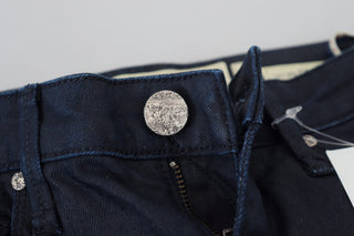 Blaue Baumwoll-Low-Waist-Slim-Fit-Damen-Jeans