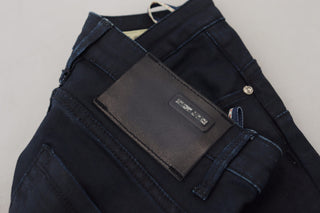 Blaue Baumwoll-Low-Waist-Slim-Fit-Damen-Jeans