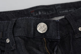 Jeans casuales ajustados de mujer negros de algodón y cintura baja