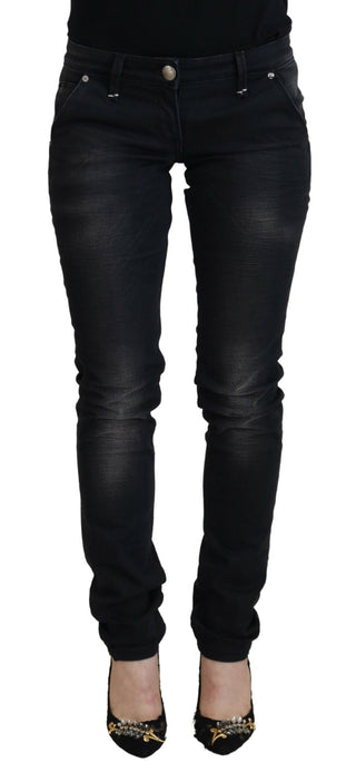 Jeans casuales ajustados de mujer negros de algodón lavados