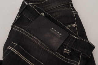 Jeans de mezclilla casual para mujer, de cintura media, lavado negro y corte cónico