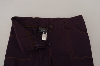 Violette Baumwollhose für Damen mit schmal zulaufendem Bein und mittlerer Bundhöhe