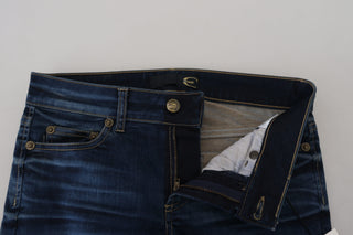 Jeans casuales para mujer de algodón azul