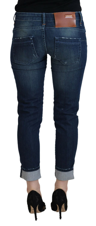 Blaue schmale Damen-Jeans aus Baumwolle