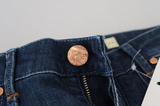 Blaue schmale Damen-Jeans aus Baumwolle