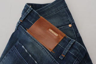 Blaue schmale Damen-Jeans aus Baumwolle