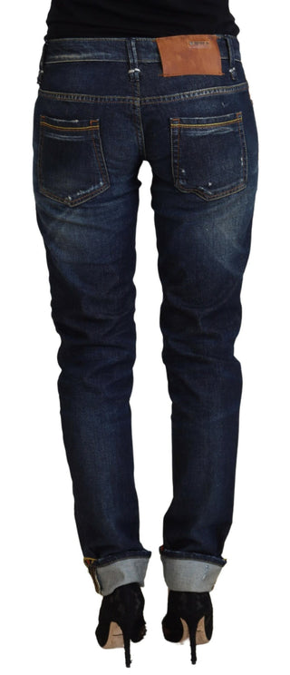 Blaue schmale Damen-Jeans aus Baumwolle