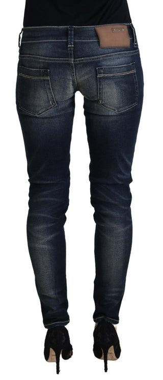 Blaue Washed Cotton Slim Fit Damen Jeans