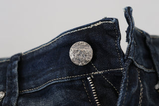 Blaue Washed Cotton Slim Fit Damen Jeans