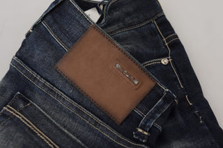 Blaue Washed Cotton Slim Fit Damen Jeans