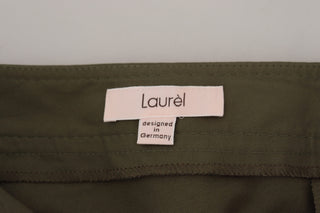 Green Cotton High Waist Women Tapered Pants