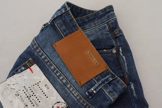 Blaue Washed Cotton Slim Fit Damen Jeans