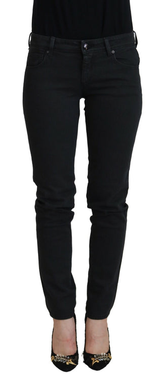 Schwarze Damen-Slim-Fit-Jeans aus Baumwolle