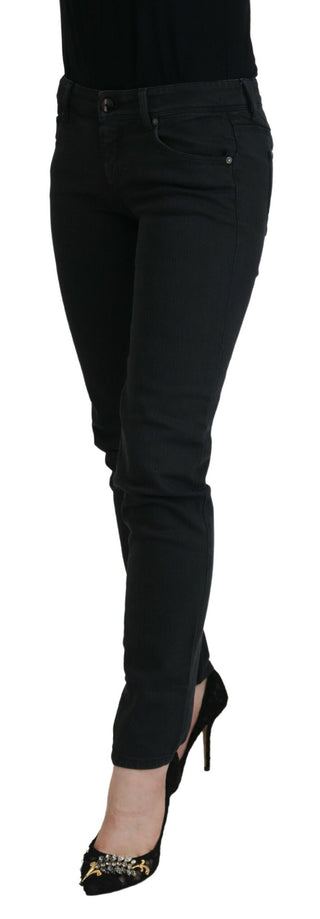 Schwarze Damen-Slim-Fit-Jeans aus Baumwolle
