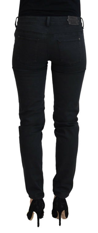 Schwarze Damen-Slim-Fit-Jeans aus Baumwolle