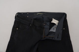 Schwarze Damen-Slim-Fit-Jeans aus Baumwolle
