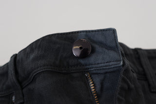 Schwarze Damen-Slim-Fit-Jeans aus Baumwolle