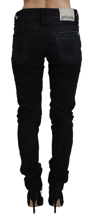 Jeans de mezclilla de algodón negro para mujer, cintura media, corte skinny y ajuste slim