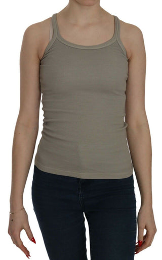 Blusa sin mangas beige con tirantes finos