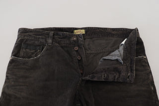 Jeans casuales para hombre de pana de algodón gris