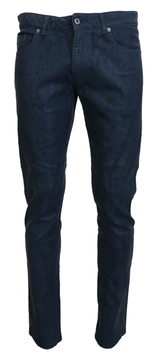 Blaue konische, schmale lässige Herren-Jeans aus Baumwolle
