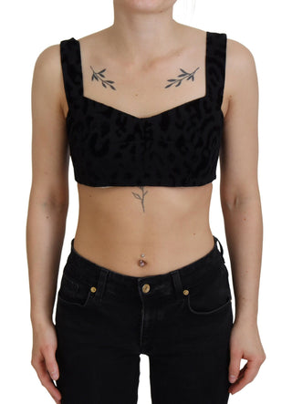 Schwarzer Leopard Crop Bustier Korsett BH-Oberteil